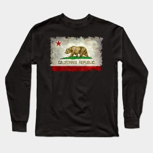 California Republic State Flag in Grungy Textures Long Sleeve T-Shirt